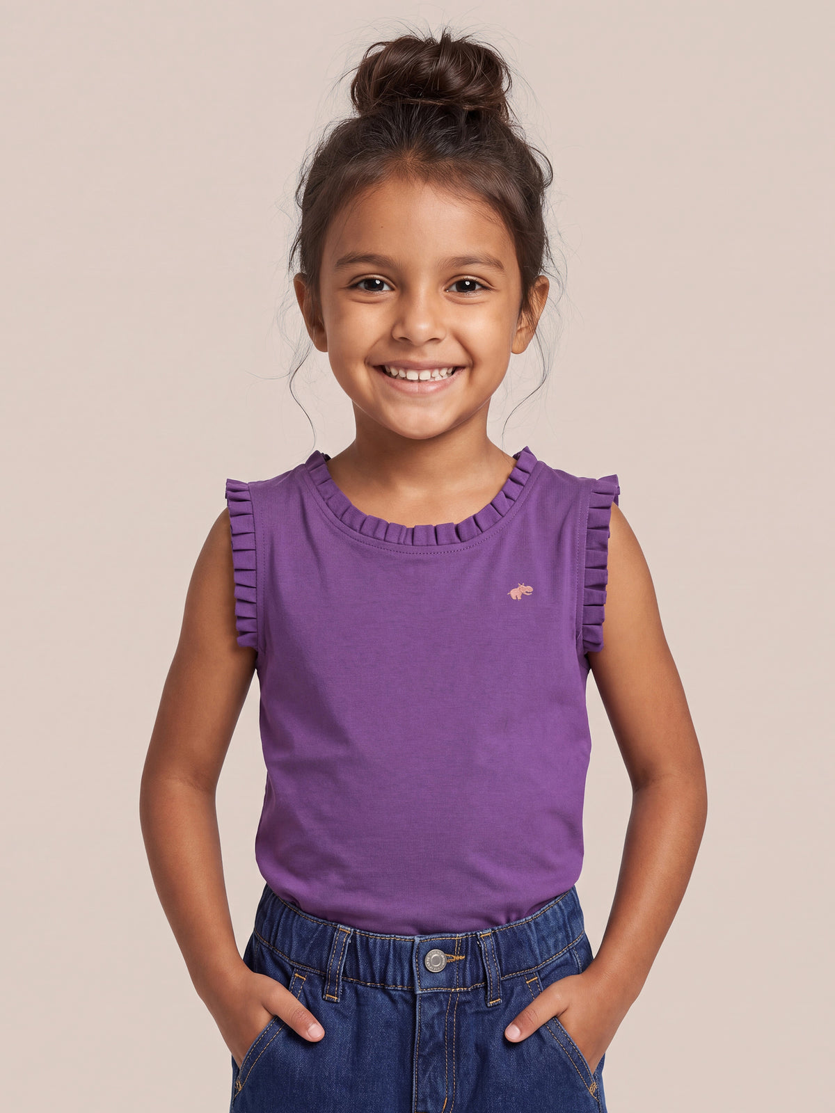 Dainty Frill T-shirt in Purple for Girls