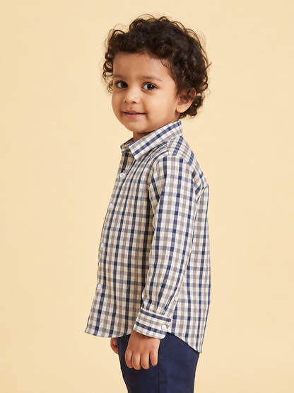 The Picnic Checks Shirt in Navy Blue and Grey