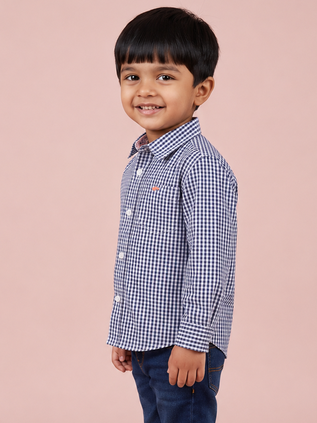 The Little Checkmate Shirt in Navy Blue