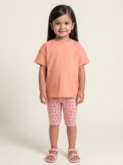 Fruity Fun Tights and Oversized T-shirt Set for Girls (Pink)