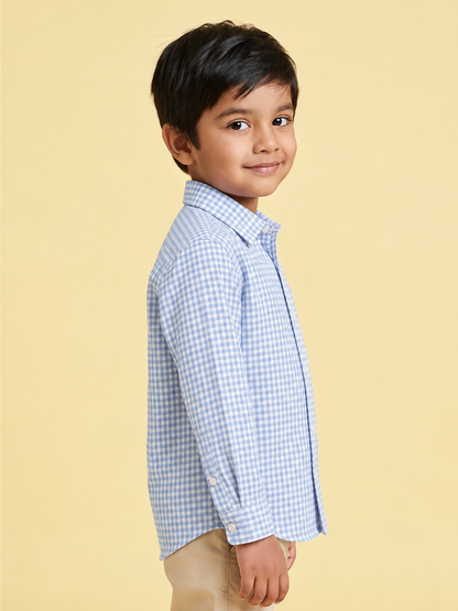 The Little Checkmate Shirt in Sky Blue