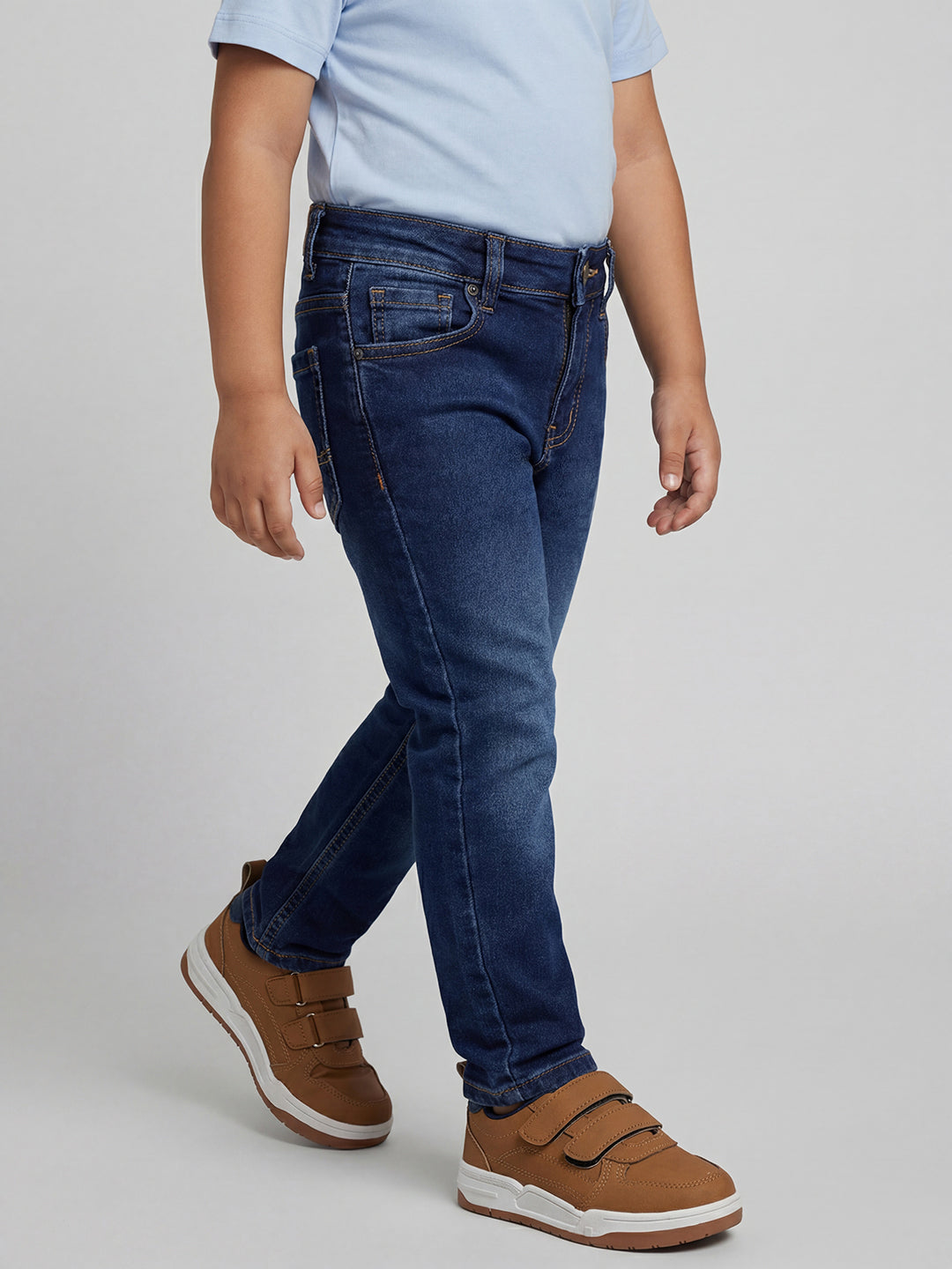 Indigo Cotton Slim Fit Stretchable Jeans for Boys