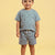Peach Signature Oversized Coord Set for Kids (Blue)