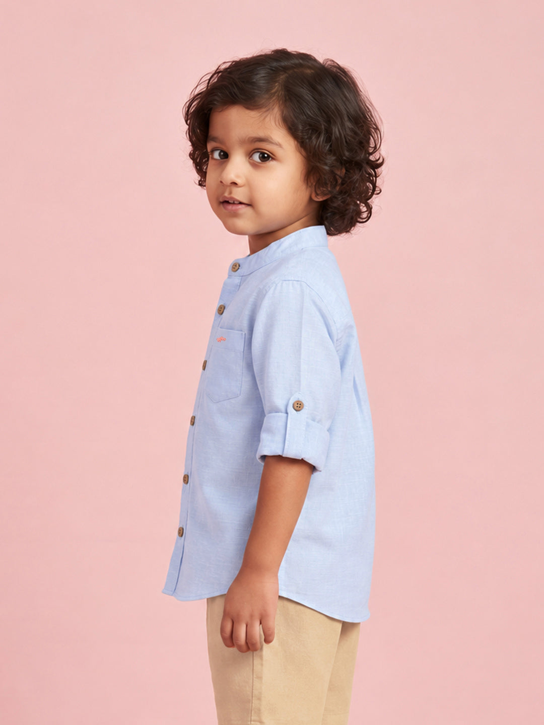 The Timeless Roll-up Sleeve Shirt for Boys (Blue)