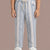 Blue Striped Cotton Linen Relaxed Fit Trousers