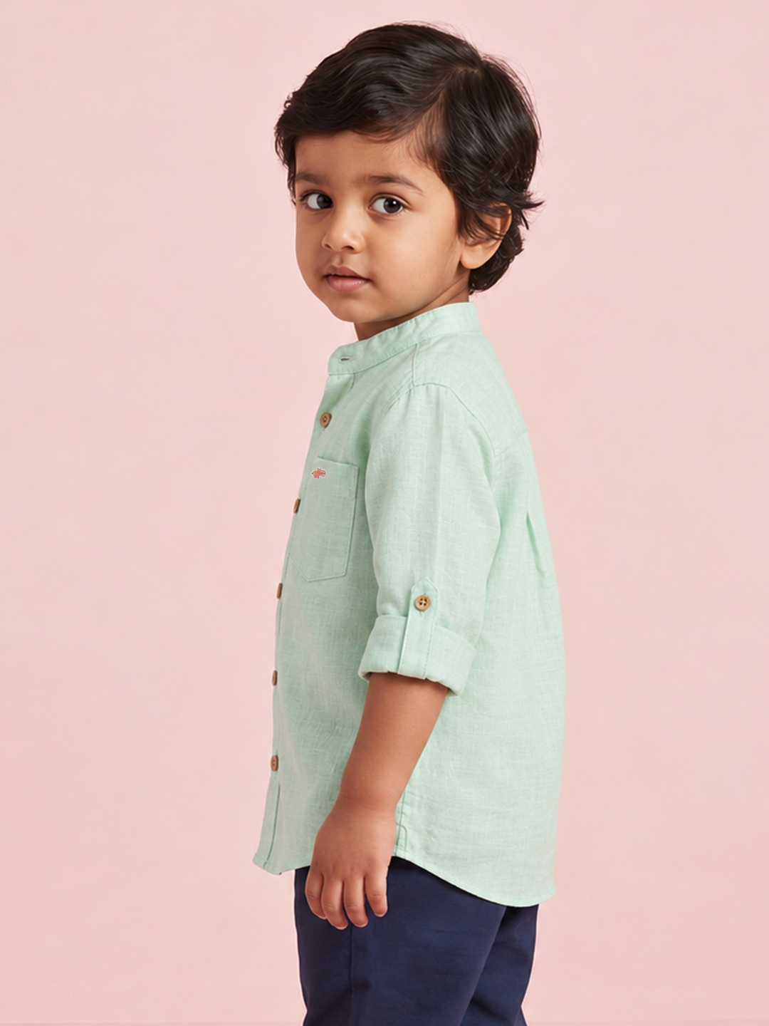 The Timeless Roll-up Sleeve Shirt for Boys (Green)