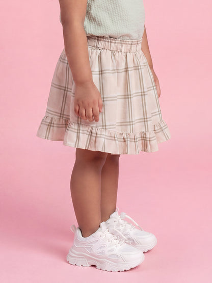 Twirl and Fun Flared Skirt (Green and Beige)