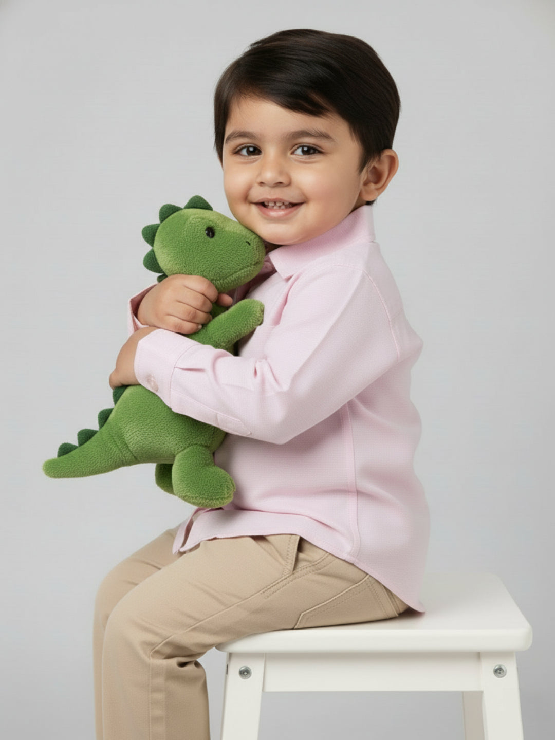 Easy to Wear Pink 100% Cotton Formal Shirt for Toddlers with Zip and Faux Buttons