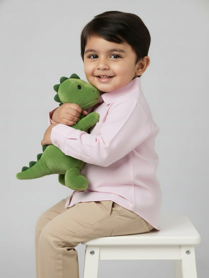 Easy to Wear Pink 100% Cotton Formal Shirt for Toddlers with Zip and Faux Buttons