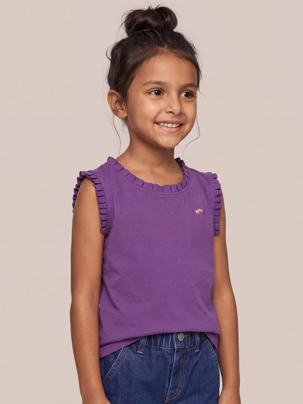 Dainty Frill T-shirt in Purple for Girls