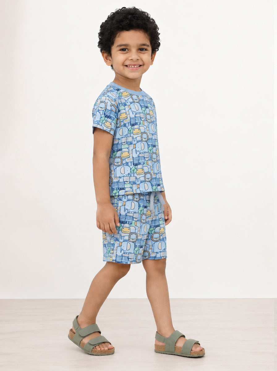 Jungle Friends Oversized Coord Set for Boys (Blue)