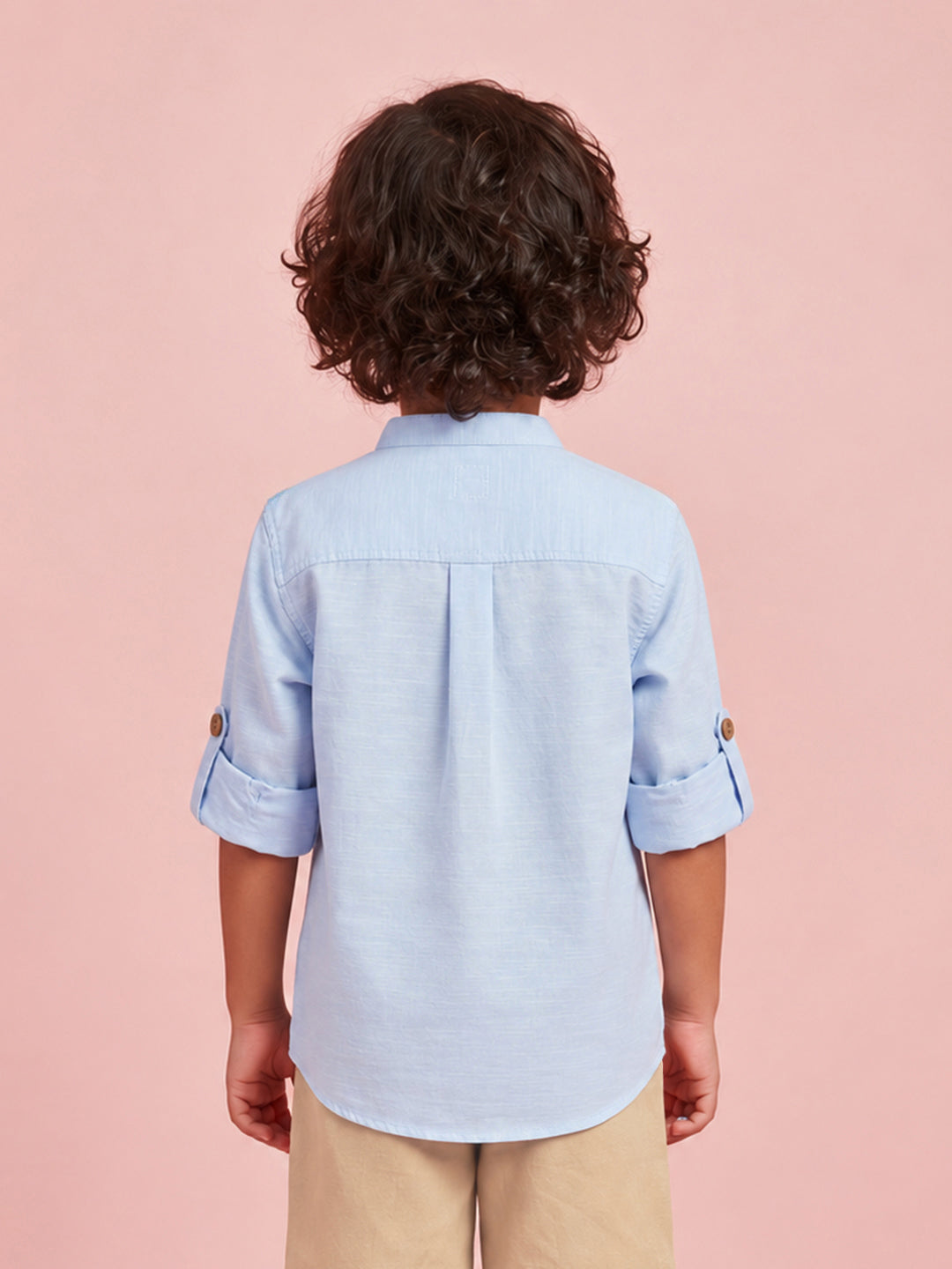 The Timeless Roll-up Sleeve Shirt for Boys (Blue)