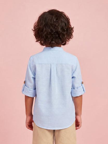 The Timeless Roll-up Sleeve Shirt for Boys (Blue)