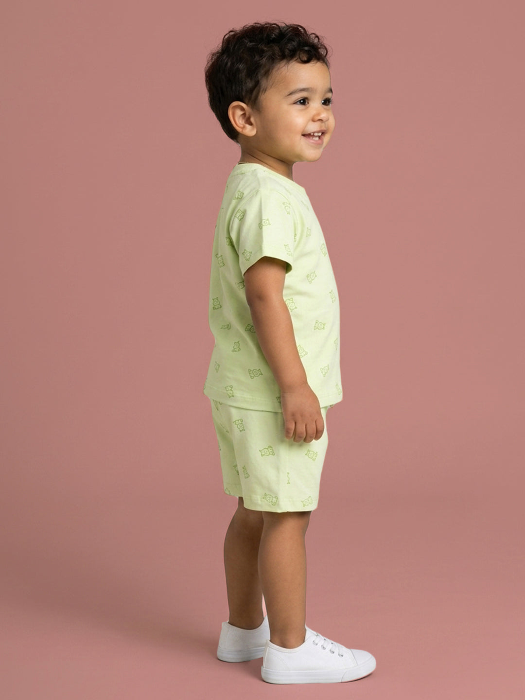 Peach Signature Oversized Coord Set for Kids (Lime Green)