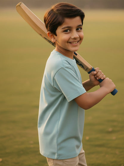 Light Blue 100% Cotton Interlock Oversized Fit Short Sleeves T-shirt