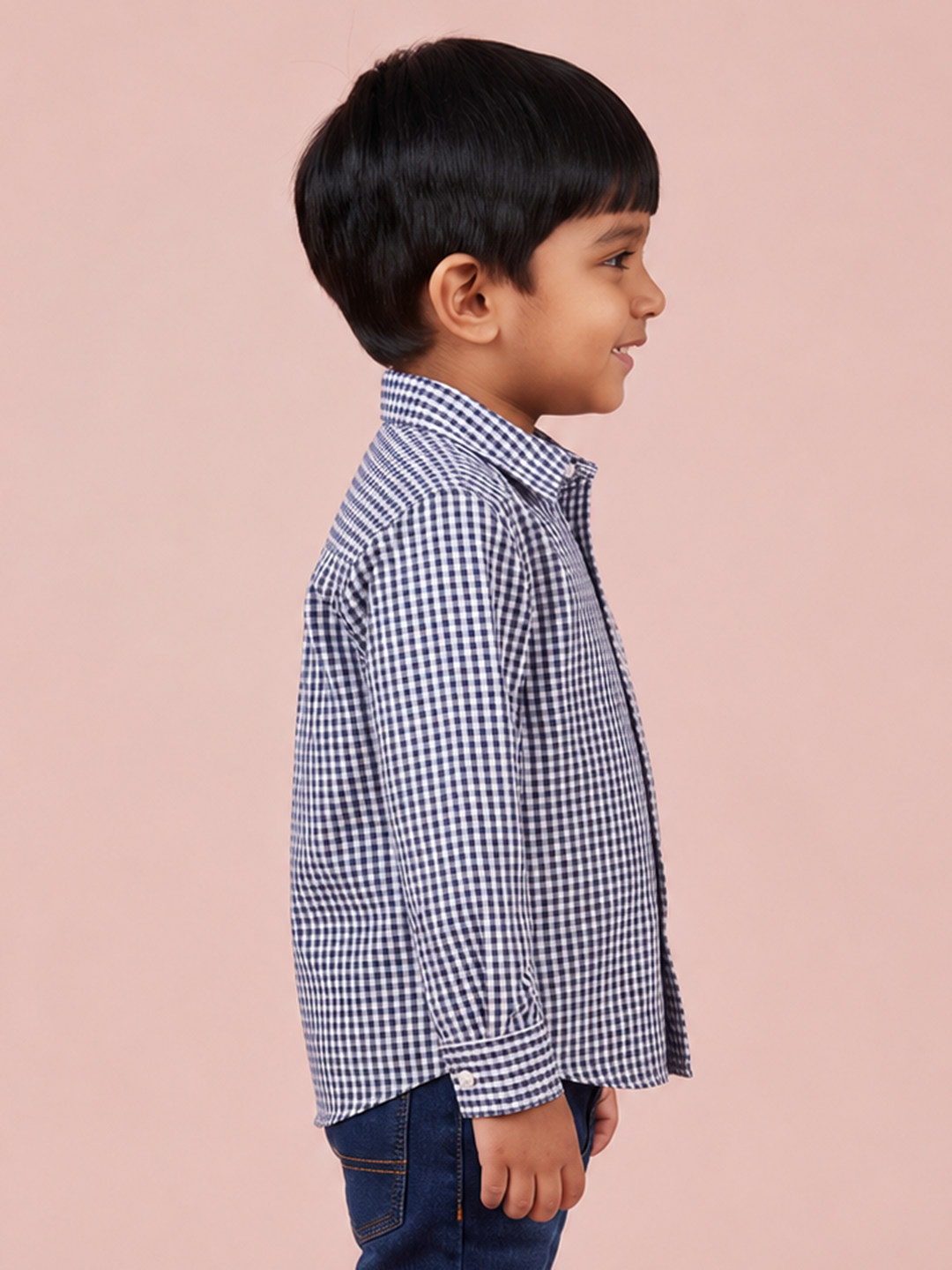 The Little Checkmate Shirt in Navy Blue