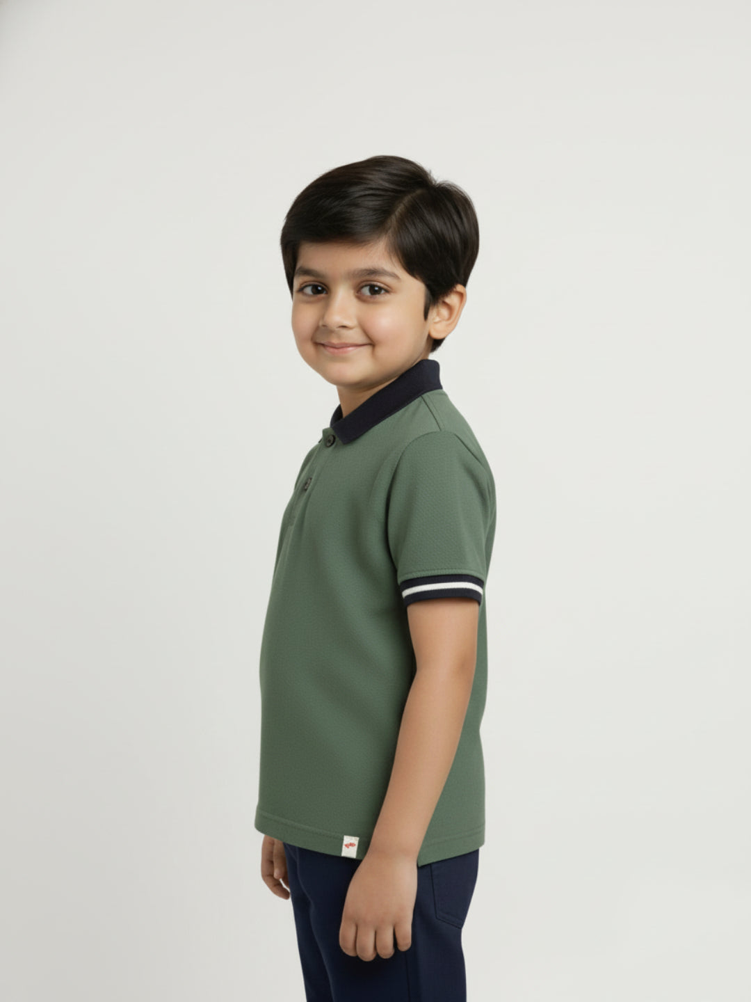 Olive 100% Cotton Short Sleeves Polo Collar T-shirt