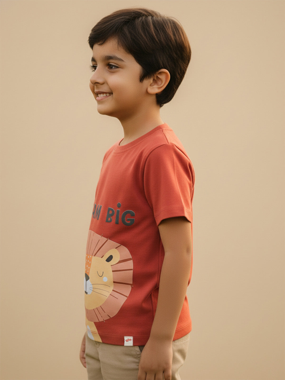 Rust 100% Cotton Regular Fit Animal Printed Short Sleeves T-shirt