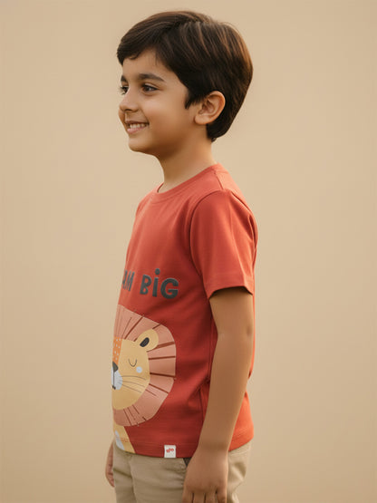 Rust 100% Cotton Regular Fit Animal Printed Short Sleeves T-shirt