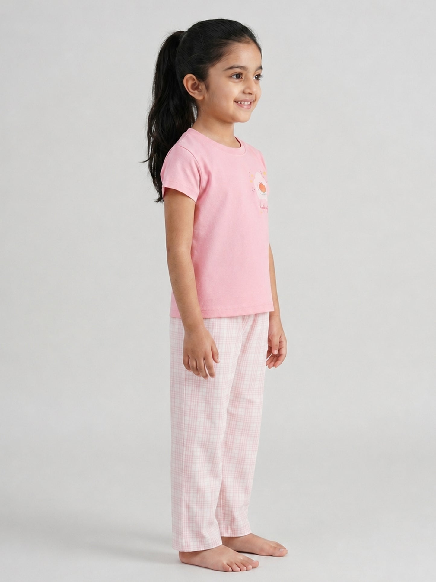 Good Night Peach Nightsuit for Girls (Pink)
