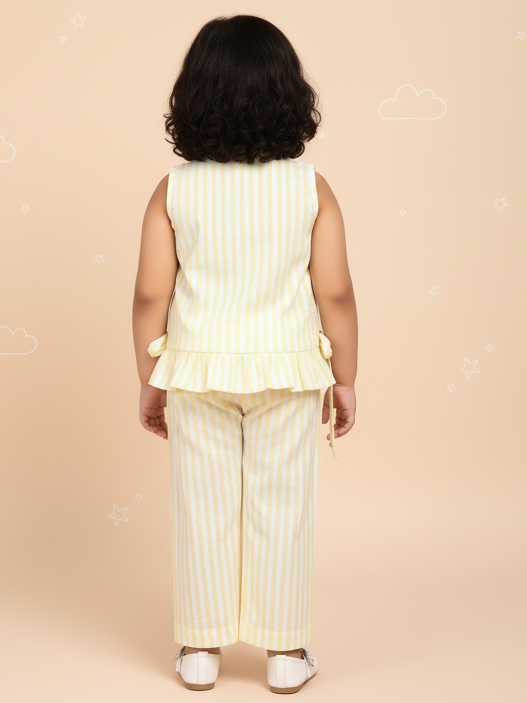 Yellow 100% Cotton Striped Coord Set