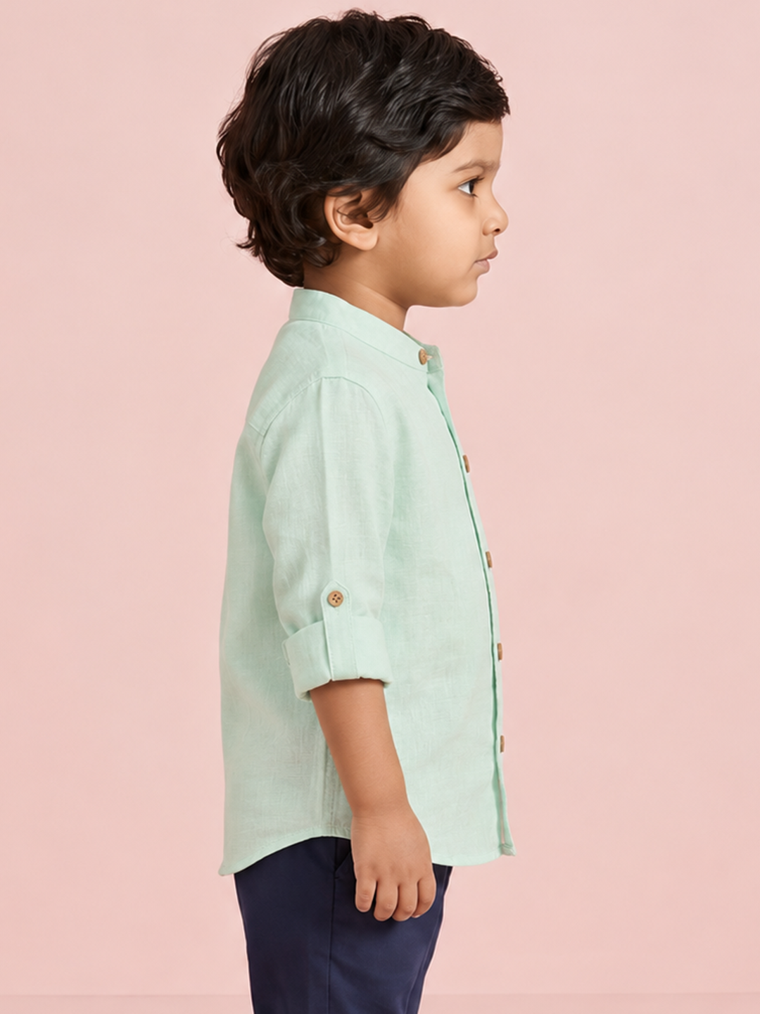 The Timeless Roll-up Sleeve Shirt for Boys (Green)