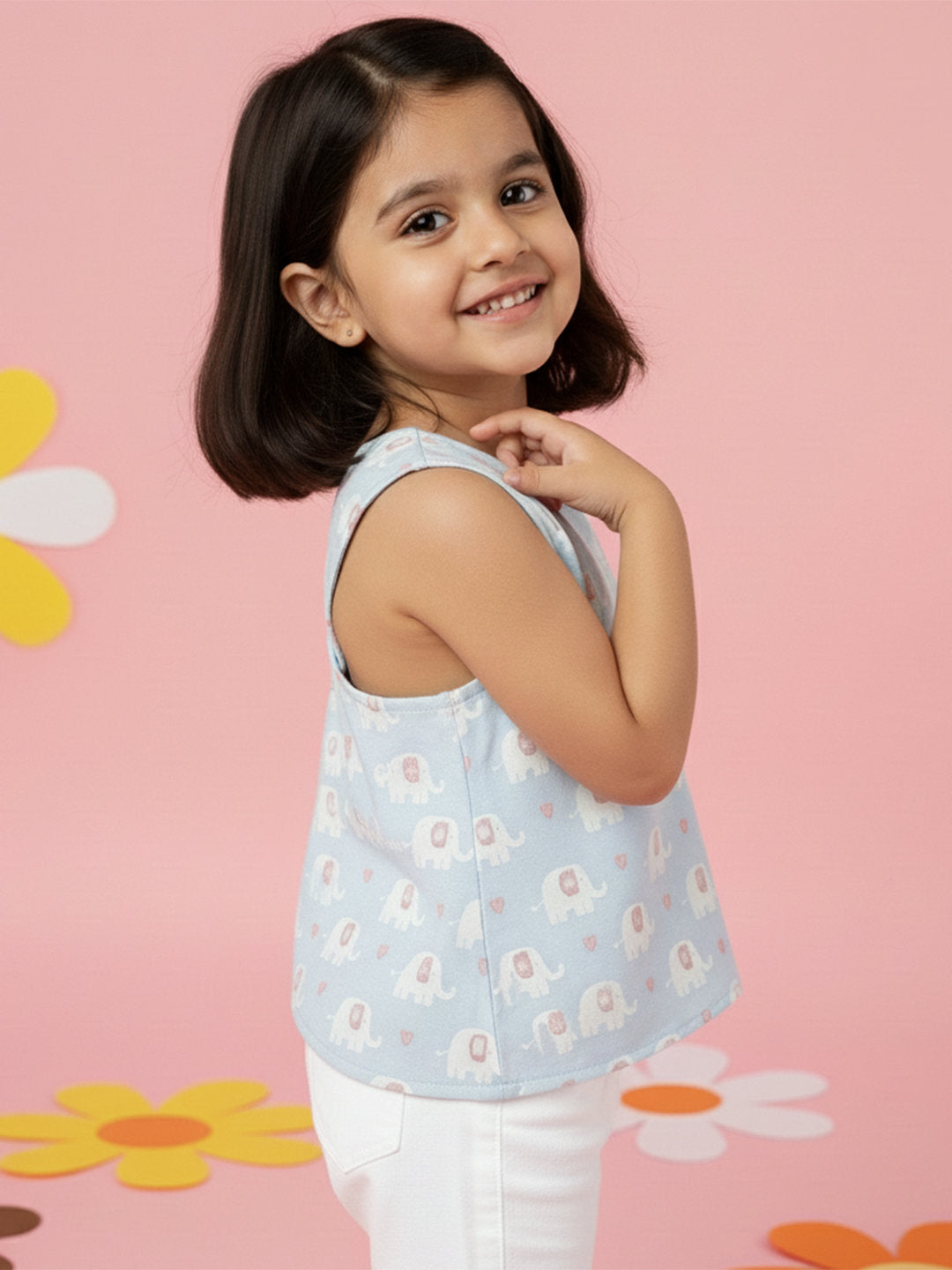 Light blue 100% Cotton Cross Back Sleeveless Top