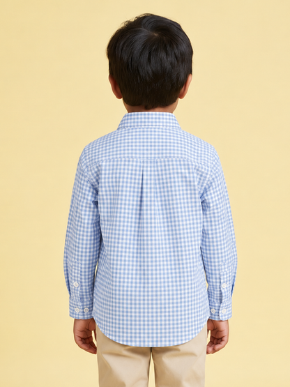 The Little Checkmate Shirt in Sky Blue