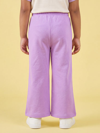 Purple Pop Cotton Flared Pants for Girls