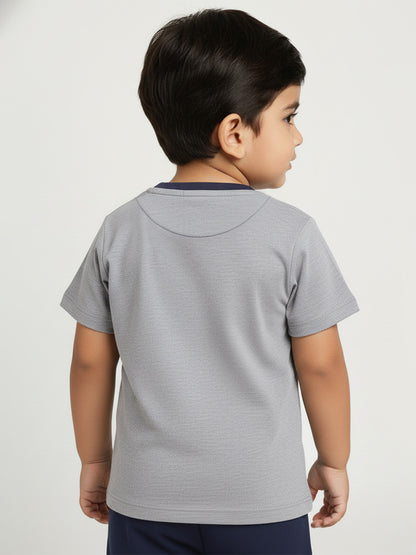 Grey Mélange 100% Cotton Regular Fit Animal Printed Short Sleeves T-shirt