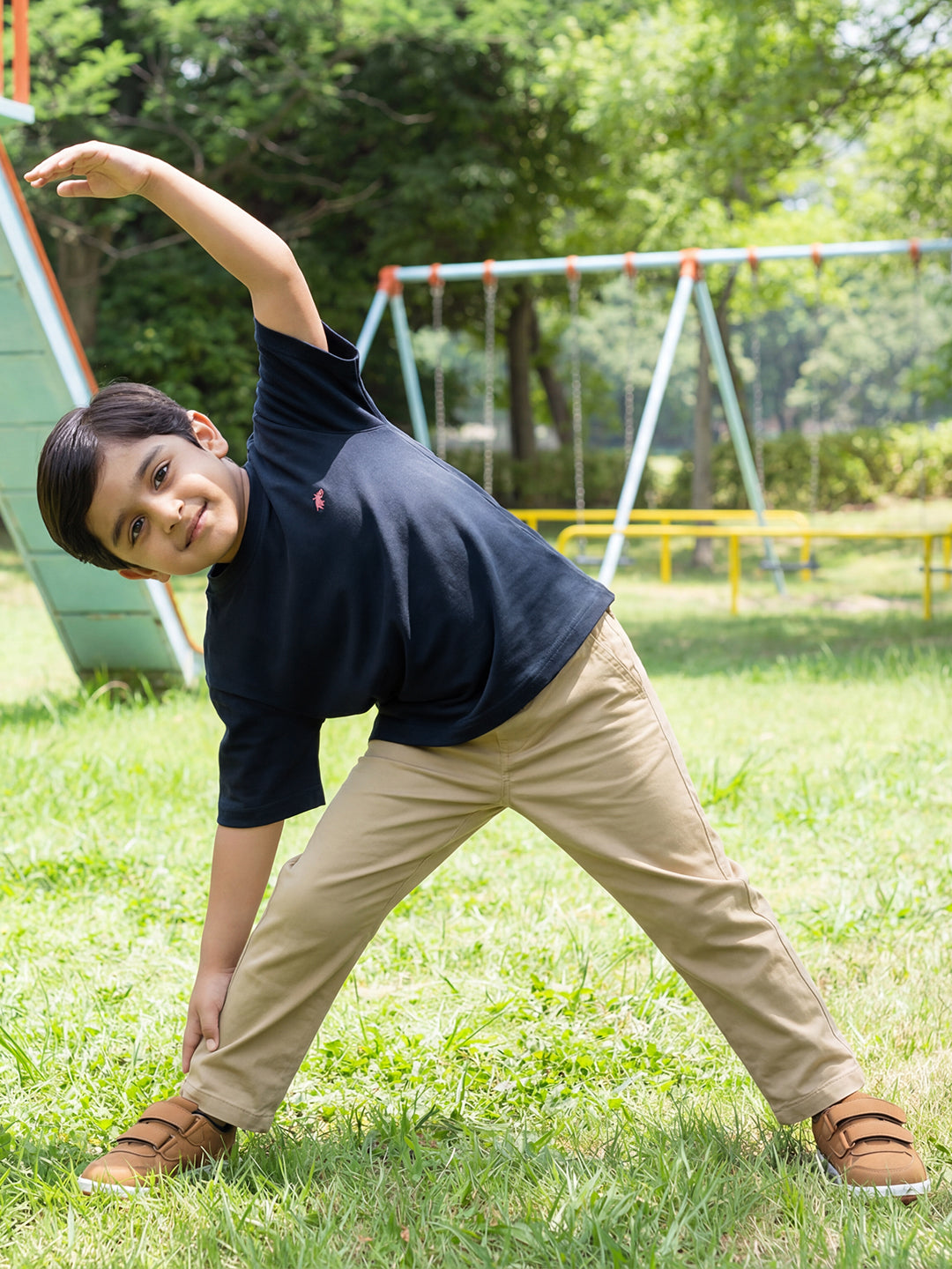 Navy 100% Cotton Interlock Oversized Fit Short Sleeves T-shirt