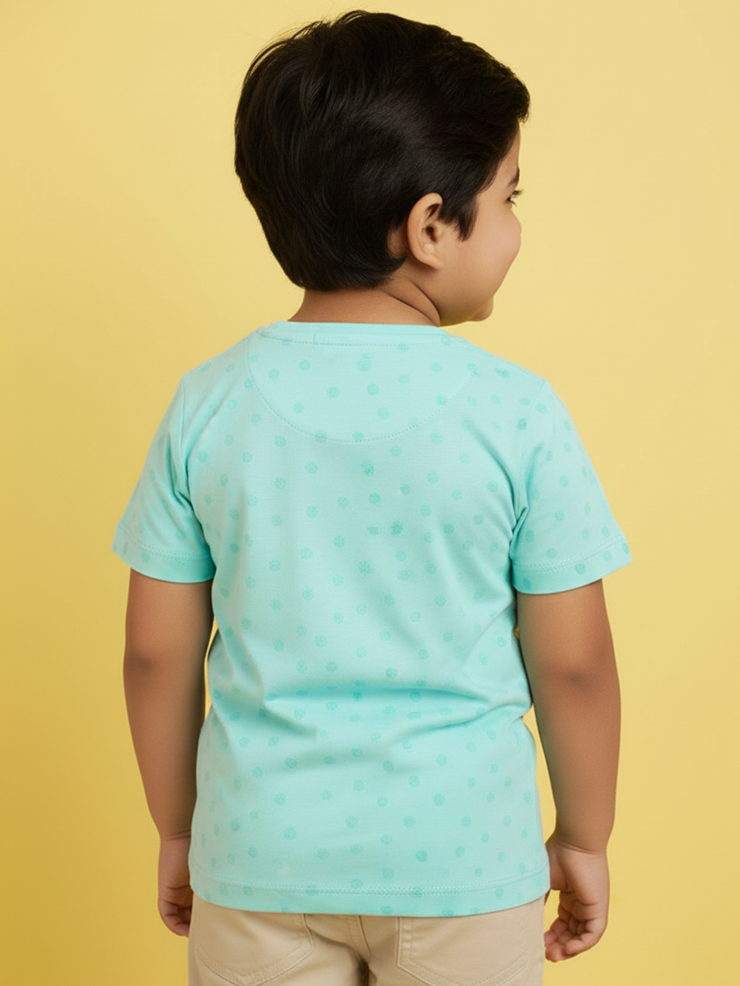 Blue 100% Cotton Unique Puff Printed Short Sleeves T-shirt for Boys