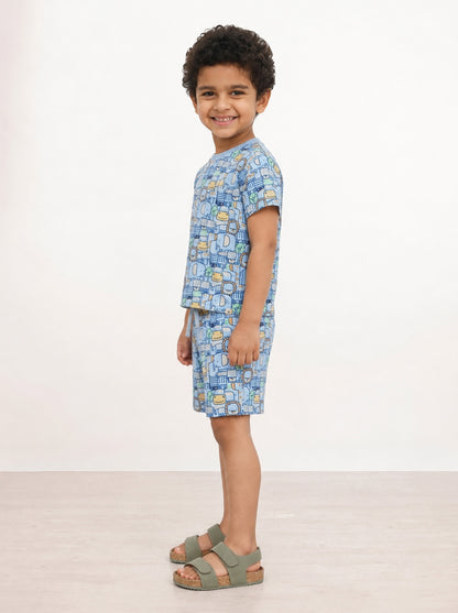 Jungle Friends Oversized Coord Set for Boys (Blue)