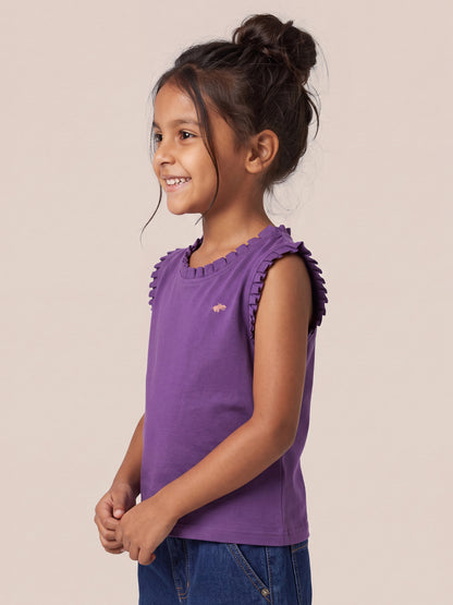 Dainty Frill T-shirt in Purple for Girls