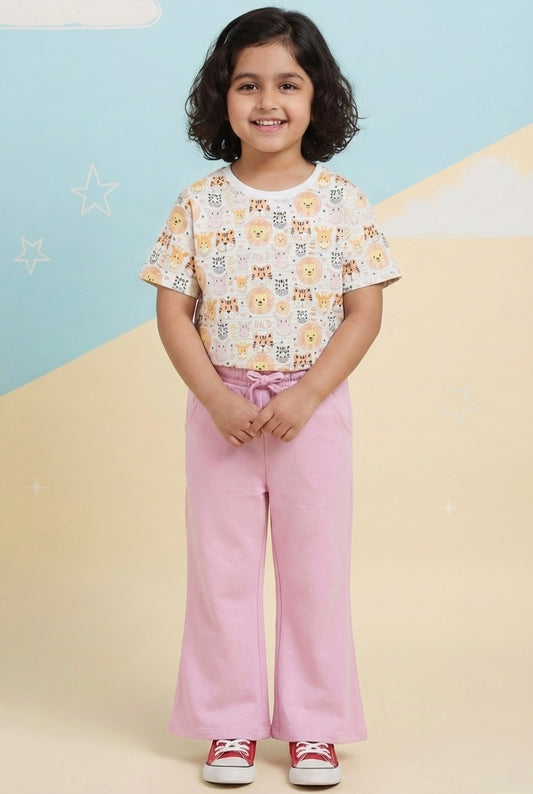 Purple 100% Cotton Flared Track Pants