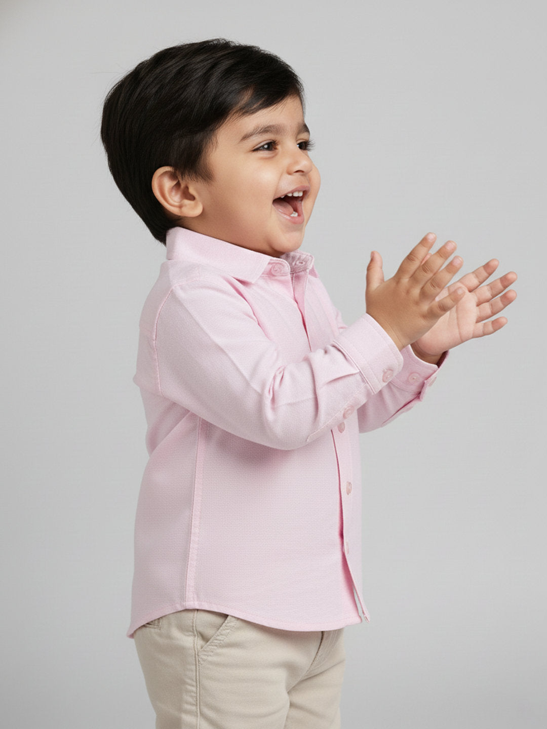 Easy to Wear Pink 100% Cotton Formal Shirt for Toddlers with Zip and Faux Buttons