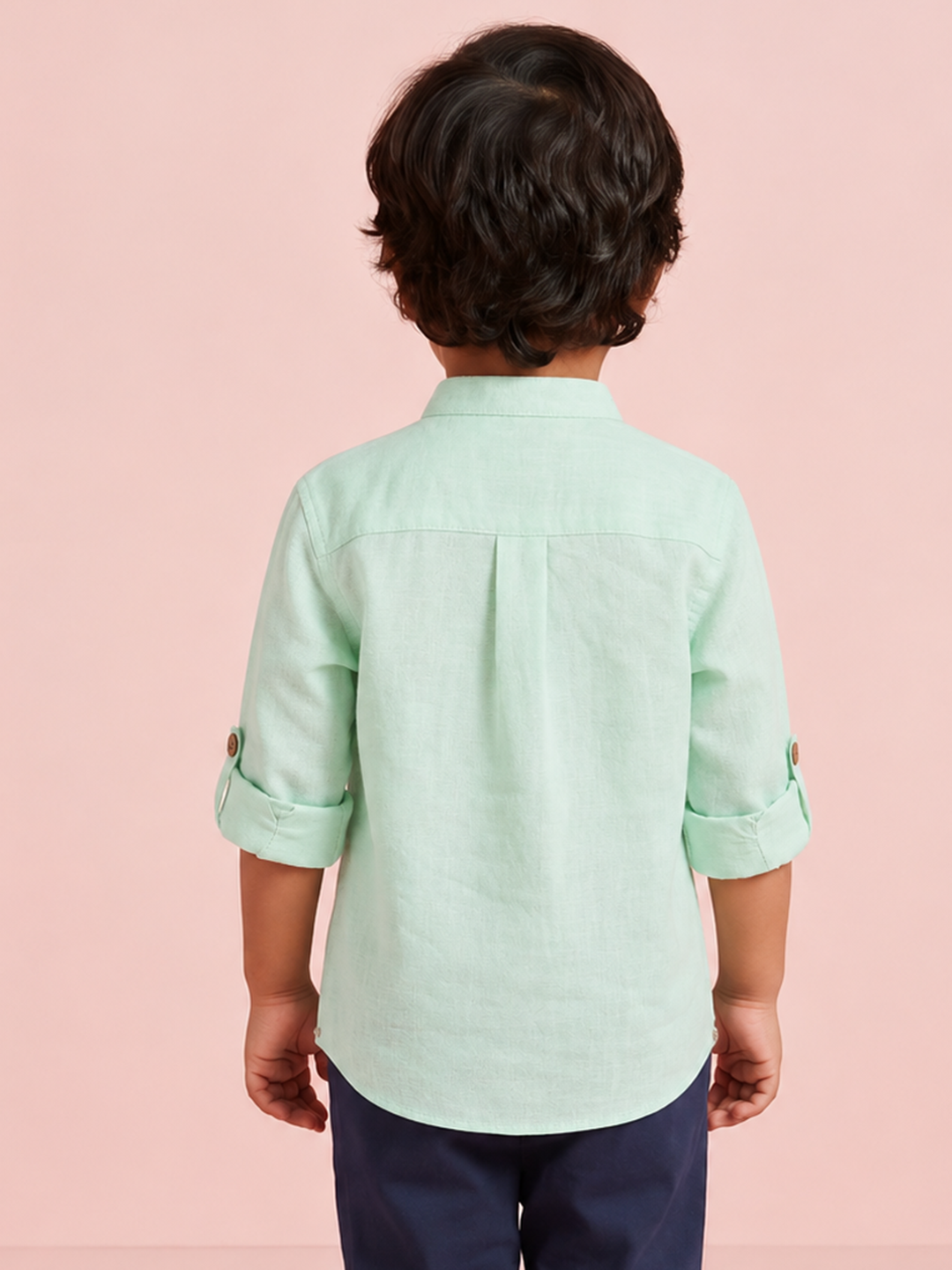 The Timeless Roll-up Sleeve Shirt for Boys (Green)