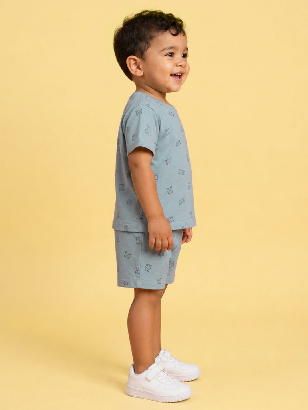 Peach Signature Oversized Coord Set for Kids (Blue)