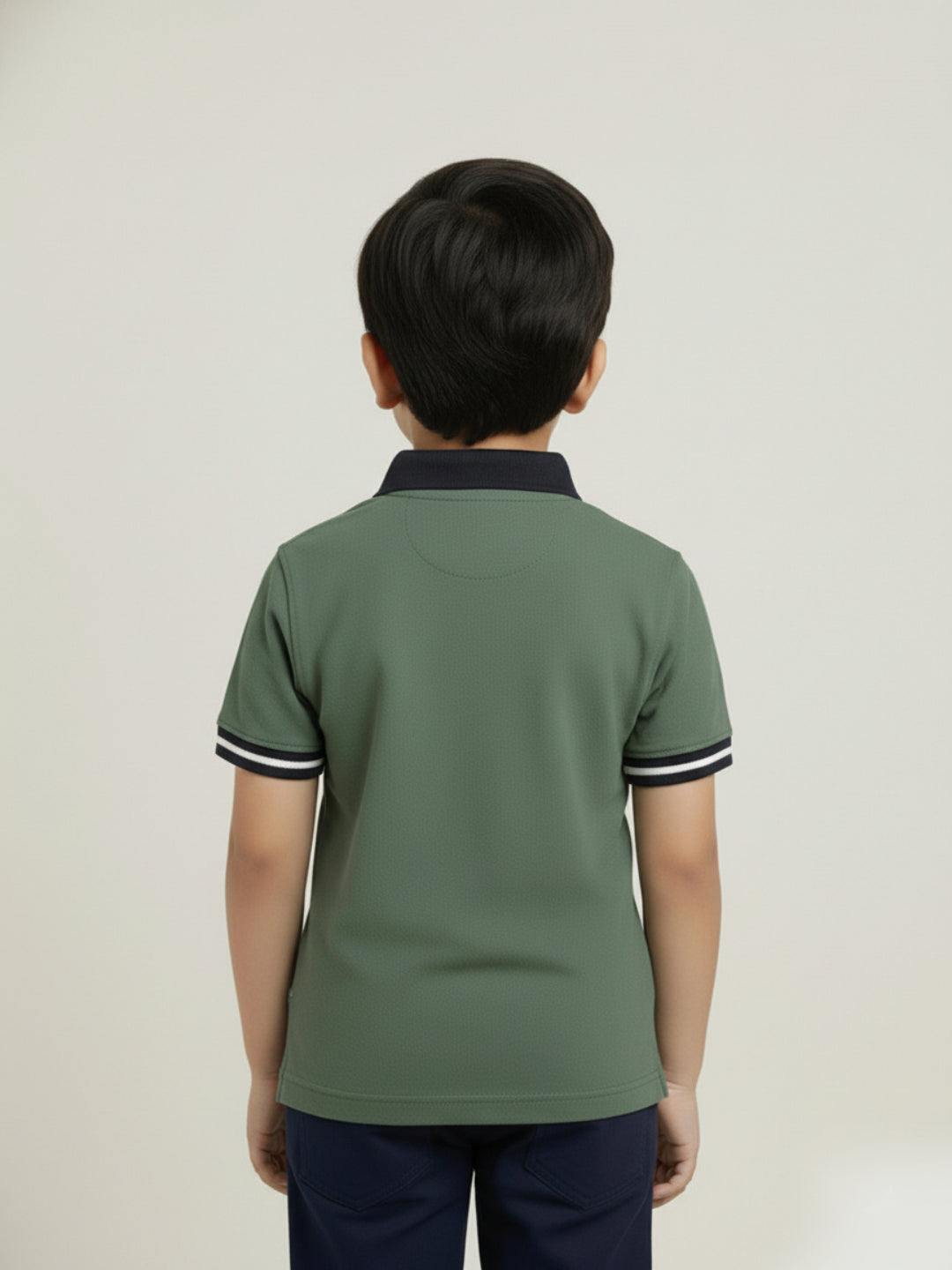 Olive 100% Cotton Short Sleeves Polo Collar T-shirt