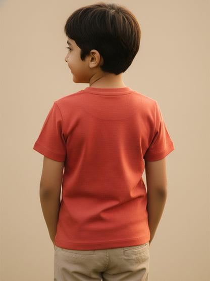 Rust 100% Cotton Regular Fit Animal Printed Short Sleeves T-shirt