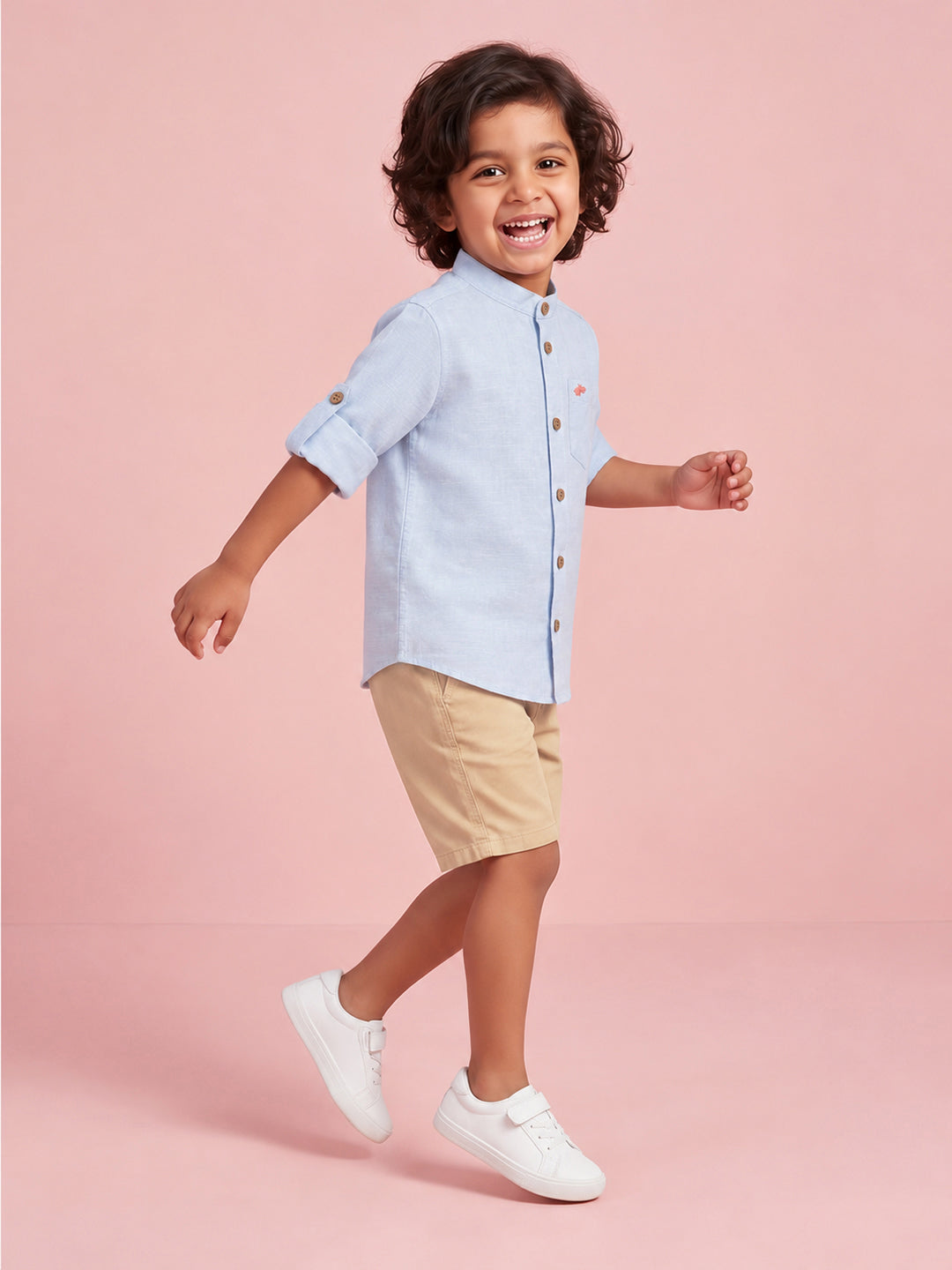 The Timeless Roll-up Sleeve Shirt for Boys (Blue)
