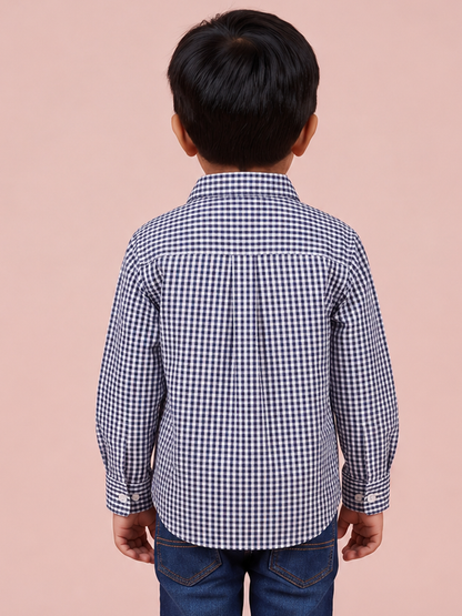 The Little Checkmate Shirt in Navy Blue