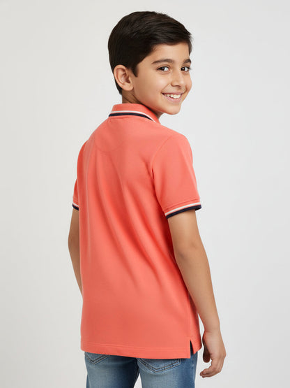 Pink 100% Cotton Short Sleeves Polo Collar T-shirt for Boys
