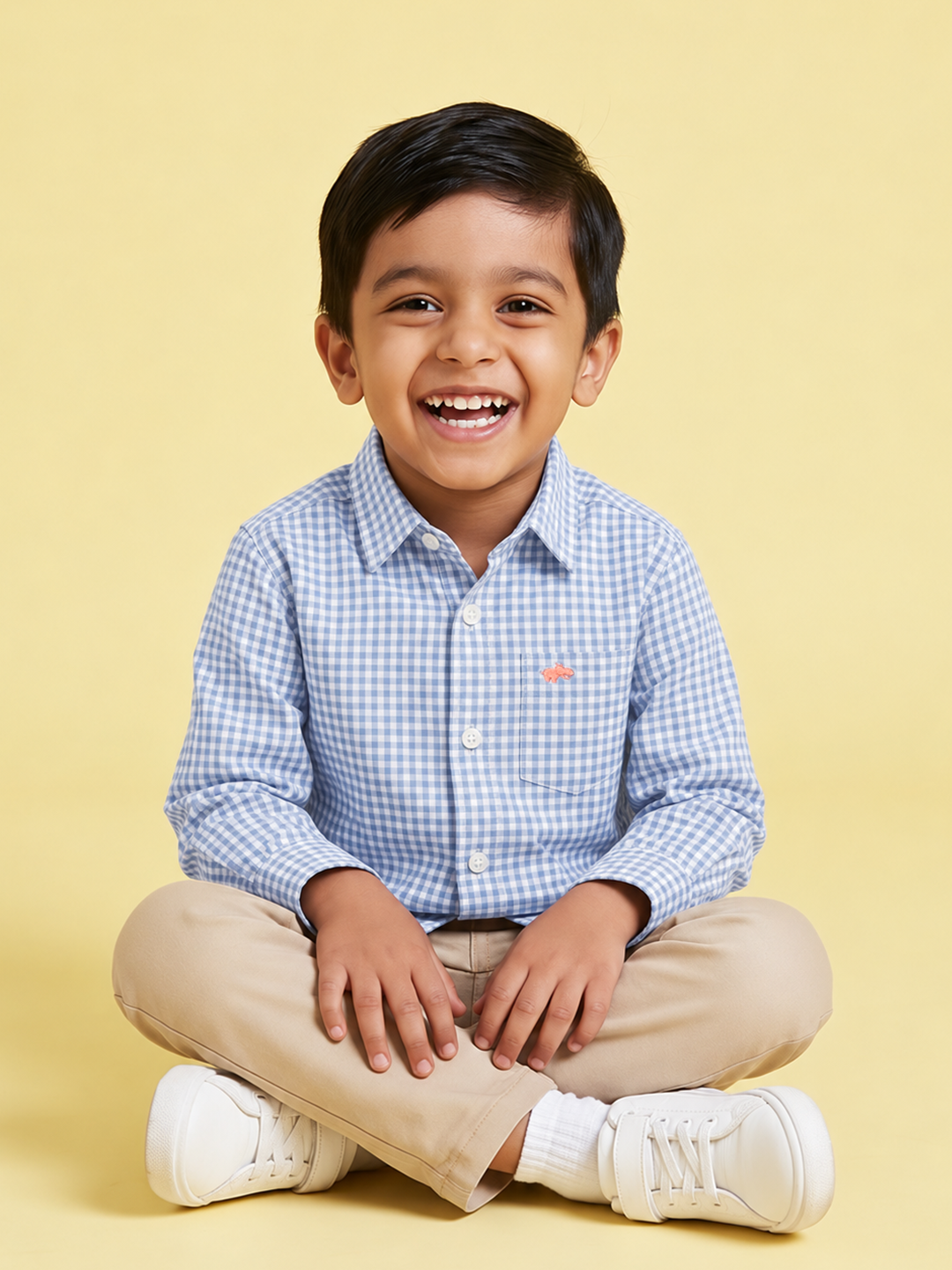 The Little Checkmate Shirt in Sky Blue
