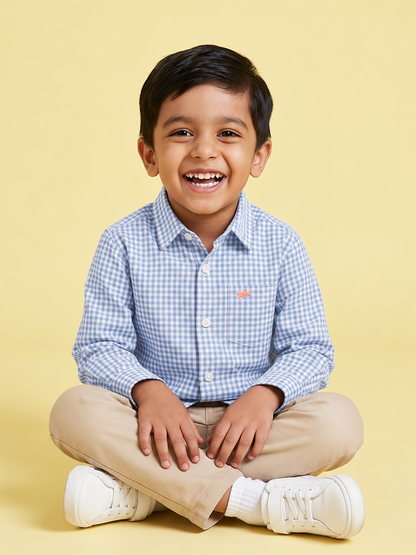 The Little Checkmate Shirt in Sky Blue
