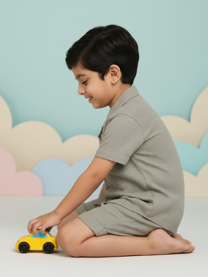 Olive 100% Cotton Waffle Textured Coord Set