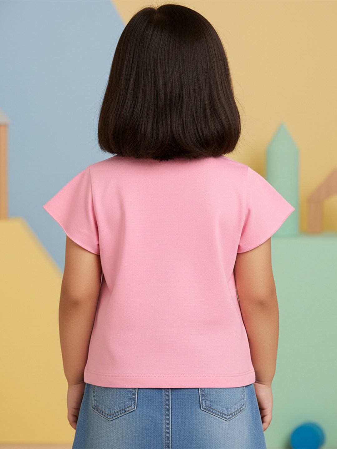 Pink 100% Cotton Regular Fit Solid Short Sleeves T-shirt