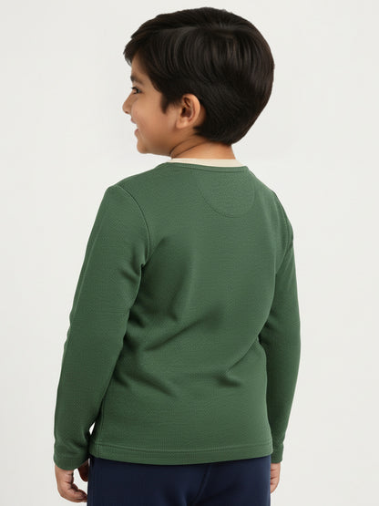 Green Mélange 100% Cotton Regular Long Sleeves T-shirt