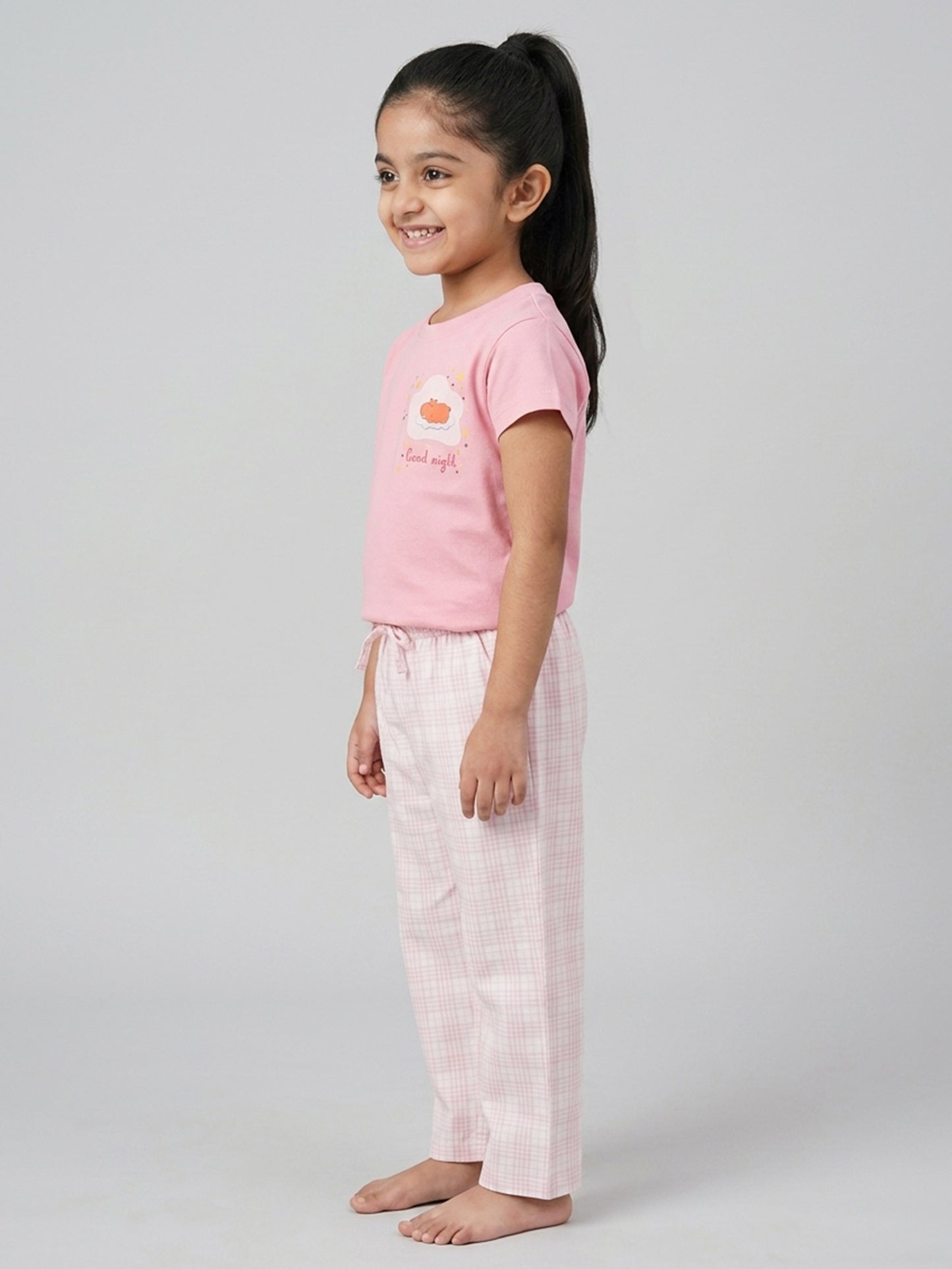 Good Night Peach Nightsuit for Girls (Pink)