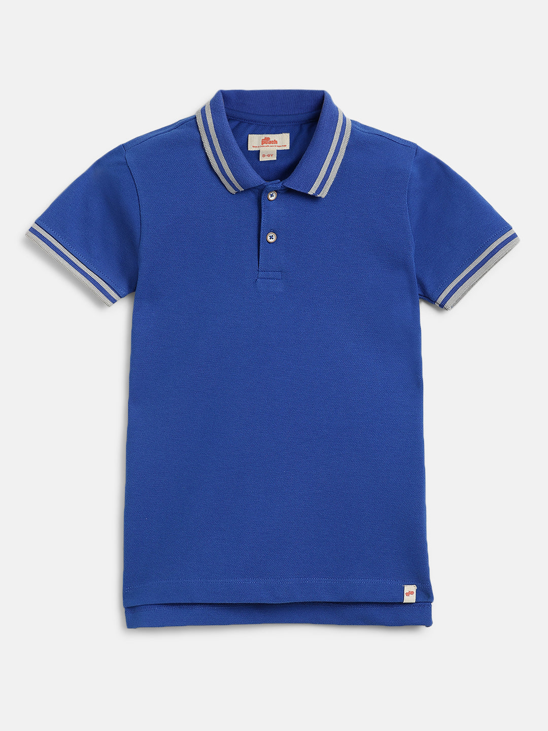 Blue 100% Cotton Short Sleeves Polo Collar T-shirt for Boys